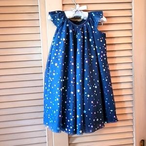 Navy Blue Mesh Tutu Dress with Metallic Stars